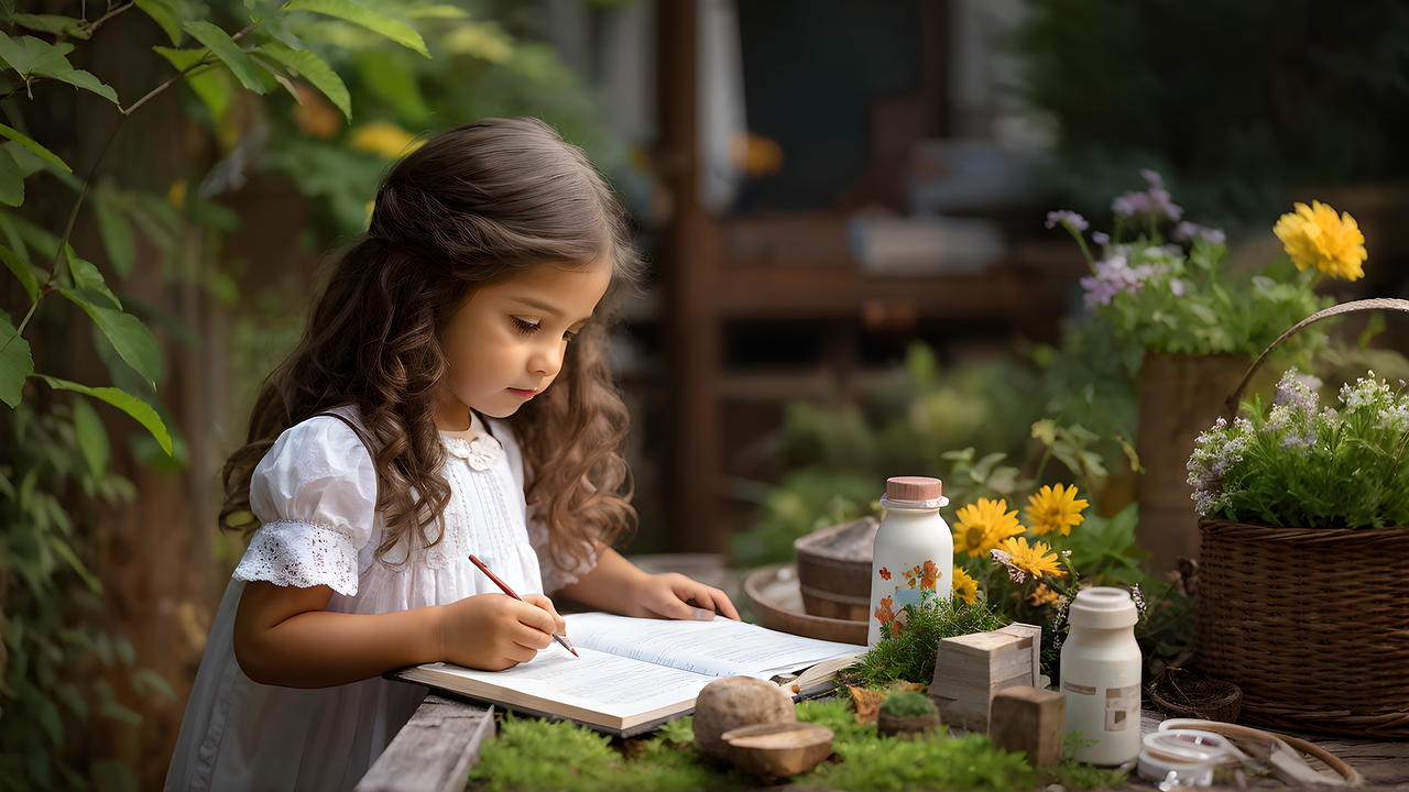 ai generated, girl, kid, drawing, notebook, home study, remote learning, virtual classroom, online education, e-learning, home, homeschooling setup, digital learning environment, family learning time, study space at home, interactive home classroom, home-based education, online study, student learning, virtual tutoring, home office study, personalized education, distance learning, educational home activities, home school desk, remote study area, digital study tools, virtual learning space, home learning corner, family study session, online learning aids